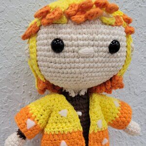 Handmade Crochet Amigurumi Doll – Demon Slayer Zenitsu Inspired